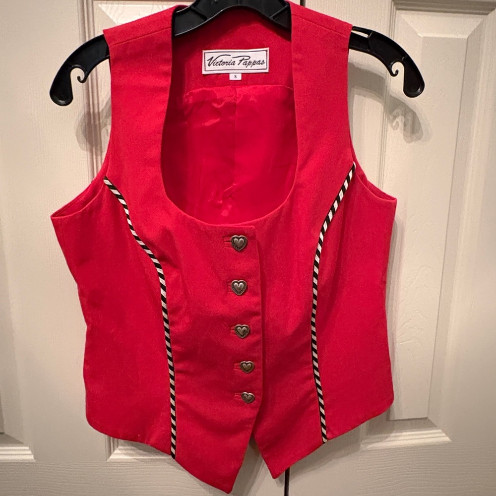 Boutique Red Vest with Heart Buttons